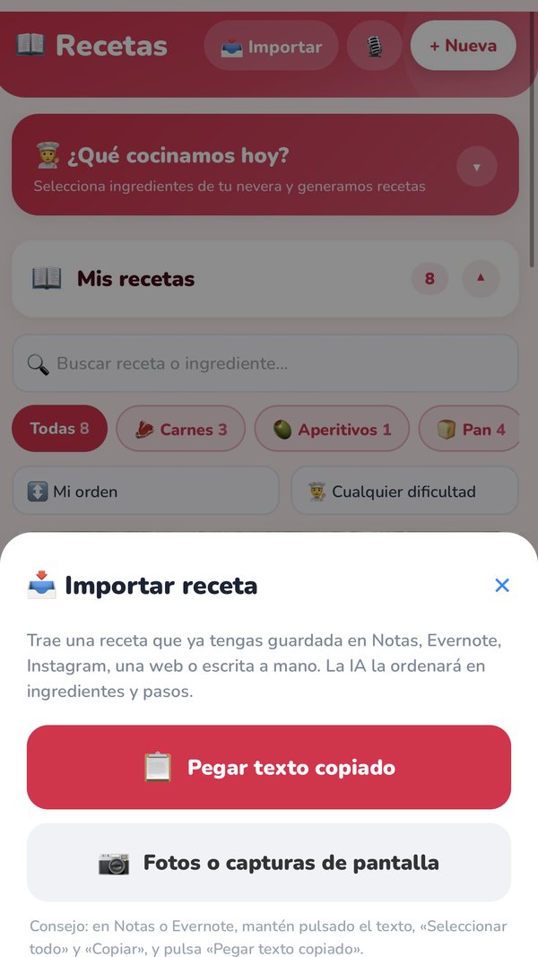 Importar una receta en Myfridly