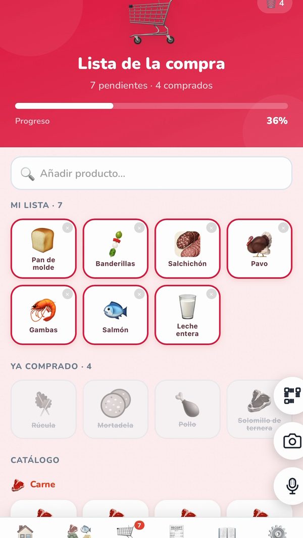 Lista de la compra compartida
